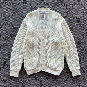 VTG Gad-abouts Sweater Womens Large Cream Cable Knit Fisherman Cardigan Acrylic